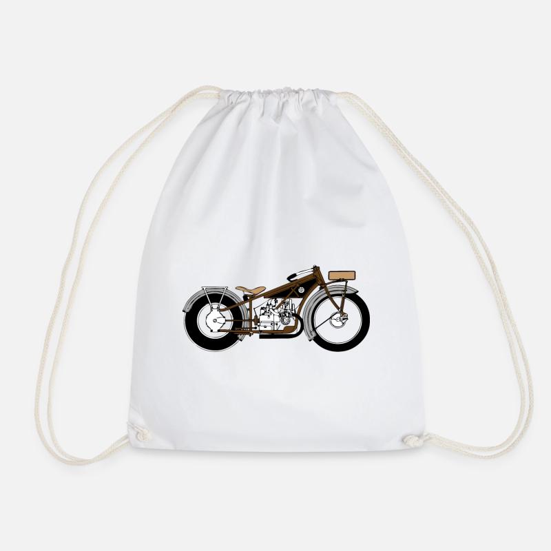 Oldtimer Motorrad - Turnbeutel - Weiß