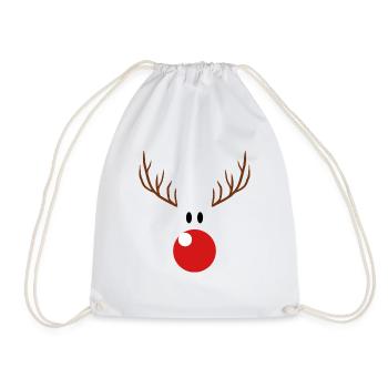 Renne noël drôle nez rouge rudolph - Sac de sport léger - blanc - Devant