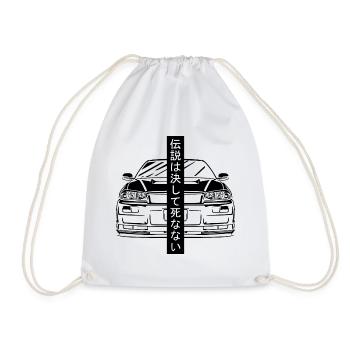 R34 Silhouette Gift JDM Motorsport Japan Car - Drawstring Bag - white - Front