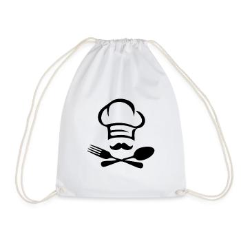 Cooking heartbeat chef cook - Drawstring Bag - white - Front