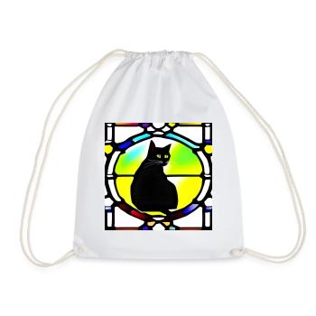 Chat noir comme fenêtre en verre au plomb - Sac de sport léger - blanc - Devant