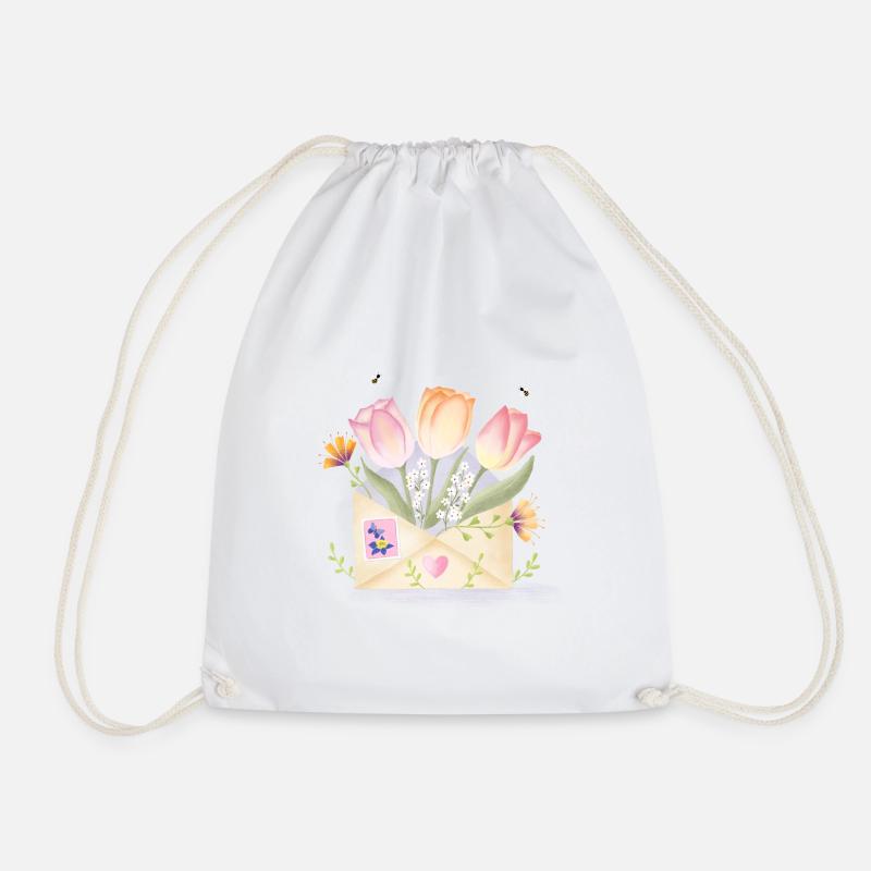 Liebesbrief mit Blumen. Personalisierbar - Turnbeutel - Weiß