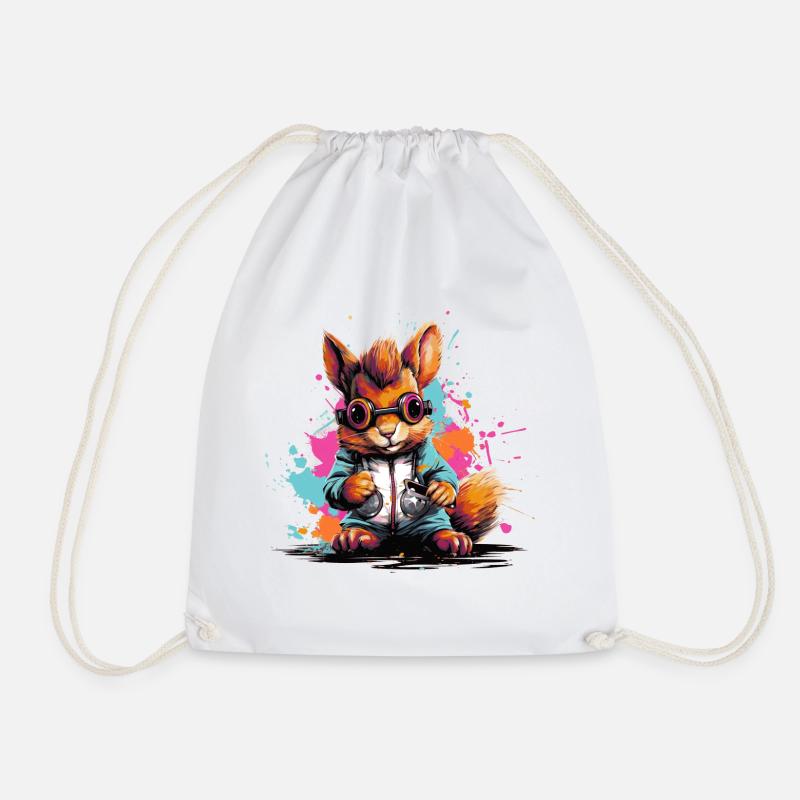 Pop Art Eichhörnchen mit Smartphone - Turnbeutel - Weiß