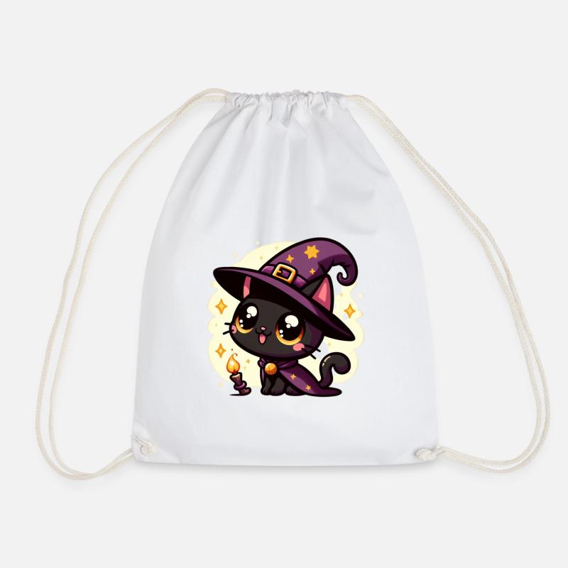 Spooky kitty Halloween - Drawstring Bag - white