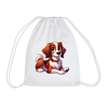 Brittany Spaniel 10 - Drawstring Bag - white - Front