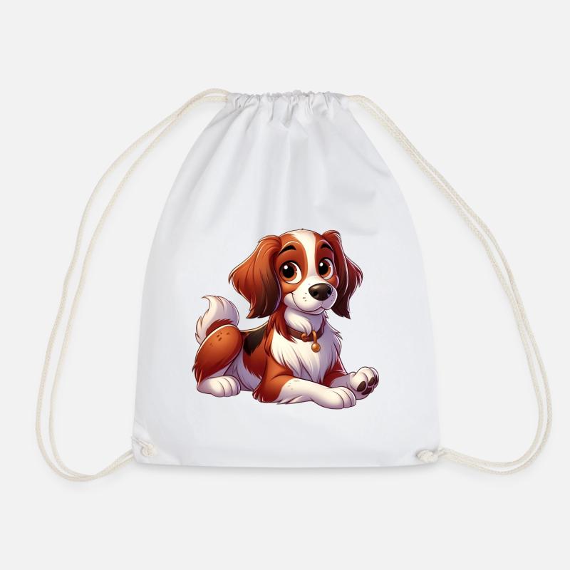 Brittany Spaniel 10 - Drawstring Bag - white