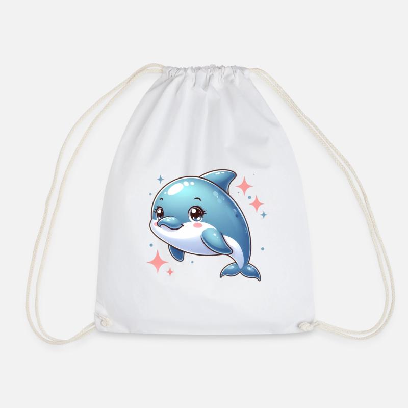 dolphin - Drawstring Bag - white
