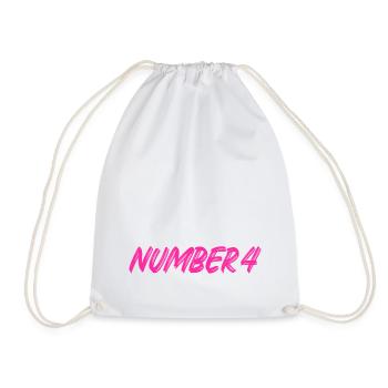 Number 4 - four - fourth - fourth - 4 - number 4 - Drawstring Bag - white - Front