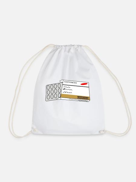 Happiness - Drawstring Bag - white