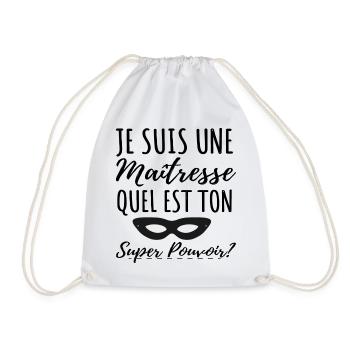 Maitresse super pouvoir humour femme cadeau - Sac de sport léger - blanc - Devant