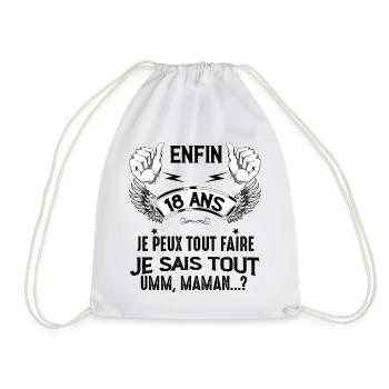 Enfin 18 ans Humour Fils Ou Fille Anniversaire - Sac de sport léger - blanc - Devant