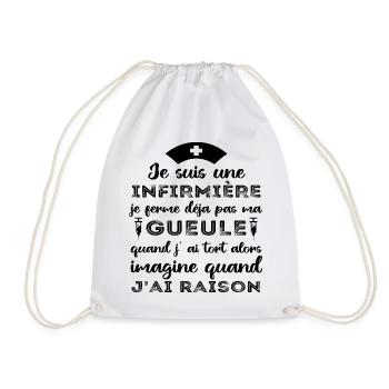 Infirmière je ferme pas ma gueule humour cadeau - Sac de sport léger - blanc - Devant
