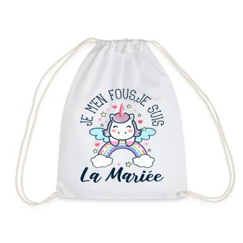Je suis la mariée humour EVJF cadeau licorne - Sac de sport léger - blanc - Devant