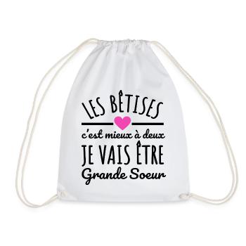 Je vais être grande soeur annonce naissance - Sac de sport léger - blanc - Devant