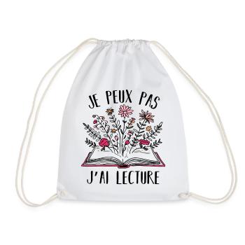 Je peux pas j' ai lecture humour livres cadeau - Sac de sport léger - blanc - Devant