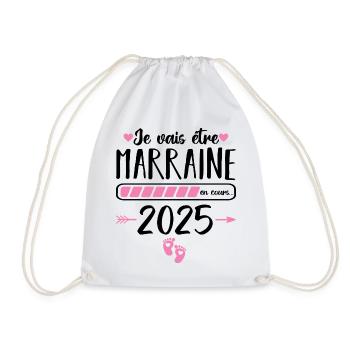 Je vais être marraine en 2025 cadeau marraine 2025 - Sac de sport léger - blanc - Devant