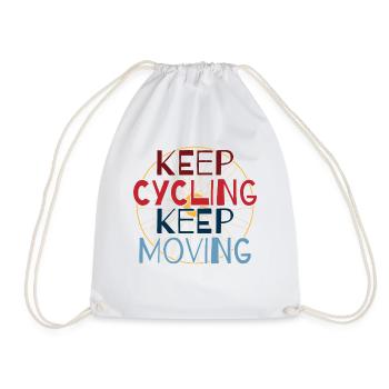 Keep Cycling In Bewegung bleiben Leidenschaftliches Radfahren - Turnbeutel - Weiß - Vorne