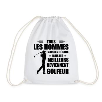 Equally Better Men Become Golfers - Drawstring Bag - white - Front