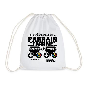 Prépare Toi Parrain J'arrive - Annonce Grossesse - Sac de sport léger - blanc - Devant