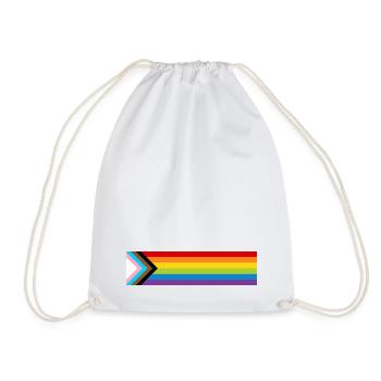 LGBTQ+ Pride Flag New Rainbow Progress Flag - Drawstring Bag - white - Front