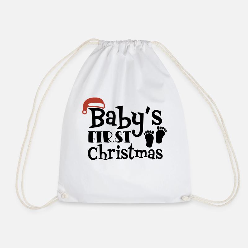 Baby's First Christmas - Drawstring Bag - white