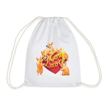 Corgi Love <3 - Drawstring Bag - white - Front