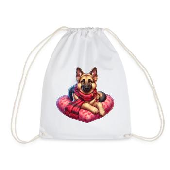 German Shepherd Valentine's Day - Drawstring Bag - white - Front