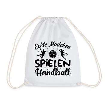 Echte Mädchen spielen Handball - Turnbeutel - Weiß - Vorne