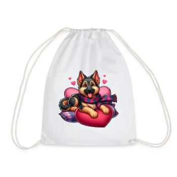 German Shepherd Love Heart - Drawstring Bag - white - Front