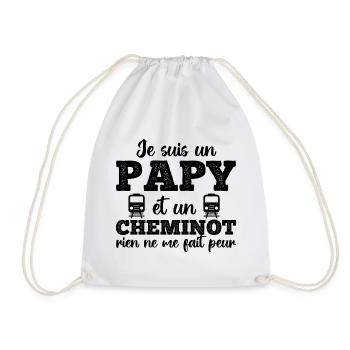 Papy cheminot humour train cadeau fête des pères - Sac de sport léger - blanc - Devant