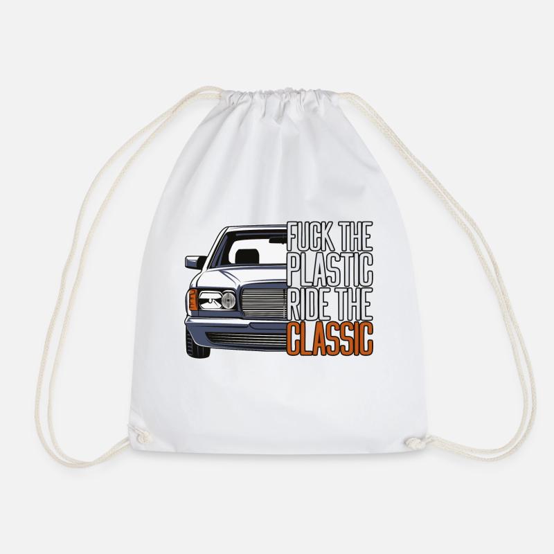 ftp style retro car classic silhouette - Turnbeutel - Weiß