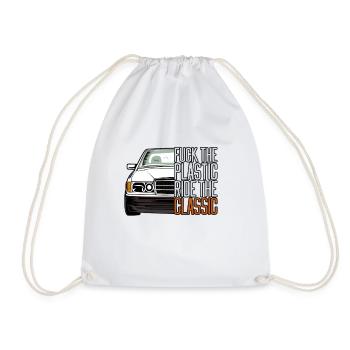 ftp style retro car classic silhoeutte - Drawstring Bag - white - Front