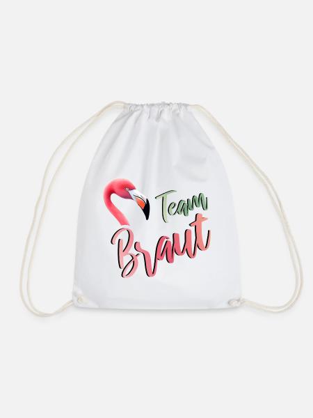 Flamingo Team Braut JGA Hochzeit Gruppenshirt 2 - Turnbeutel - Weiß