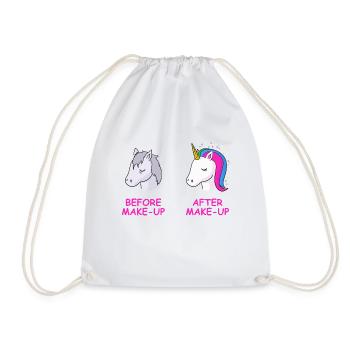 Make-Up Einhorn T-Shirt Geschenk Idee Geburtstag - Turnbeutel - Weiß - Vorne