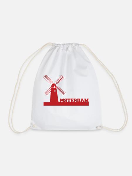 Amsterdam - Netherlands - Netherlands - Gift - Drawstring Bag - white