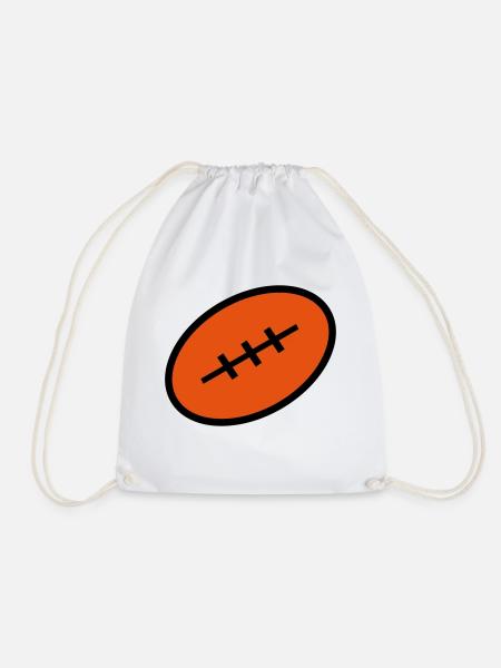 oval balloon rugby drawing - Drawstring Bag - white