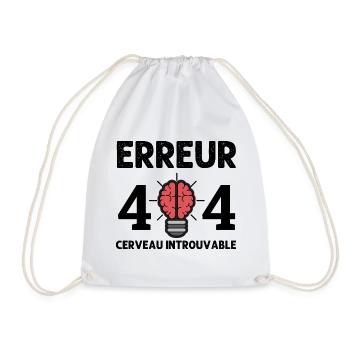 Erreur 404 cerveau introuvable humour phrase drôle - Sac de sport léger - blanc - Devant
