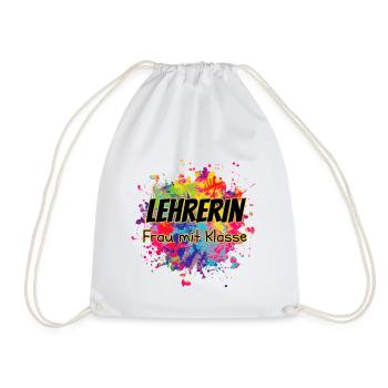 Lehrerin - Frau mit Klasse - Turnbeutel - Weiß - Vorne