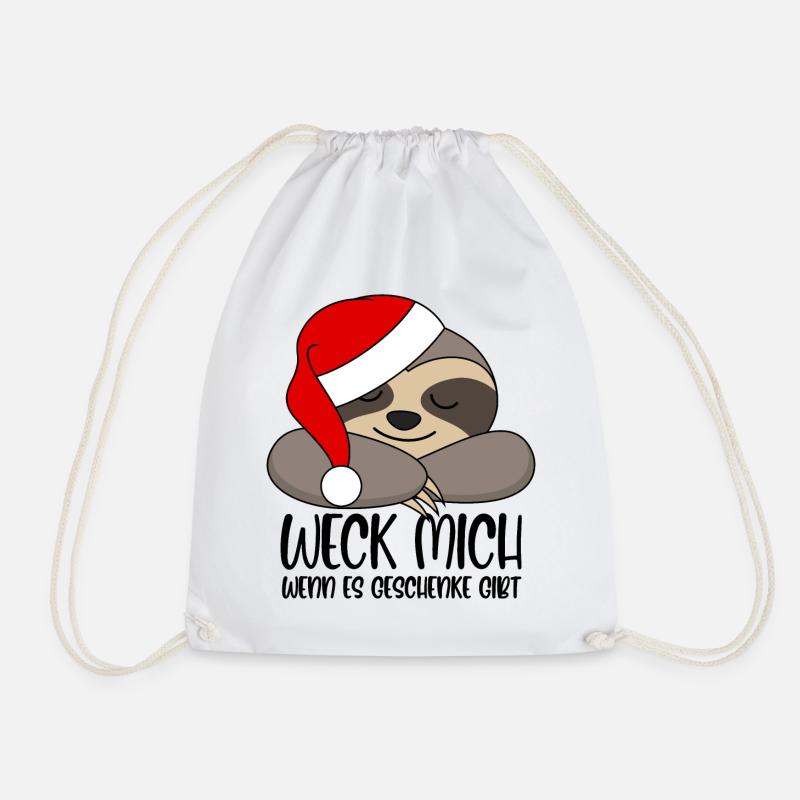Faultier Santa Weck mich wenn es Geschenke gibt - Turnbeutel - Weiß