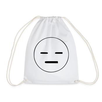 Emoji emotionless sketch black - Drawstring Bag - white - Front