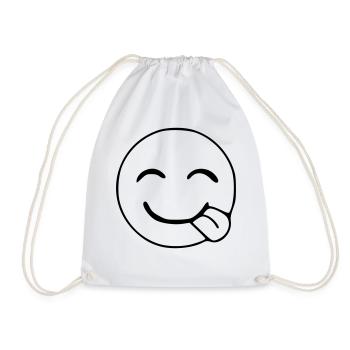 Emoji Hunger Sketch Black - Drawstring Bag - white - Front