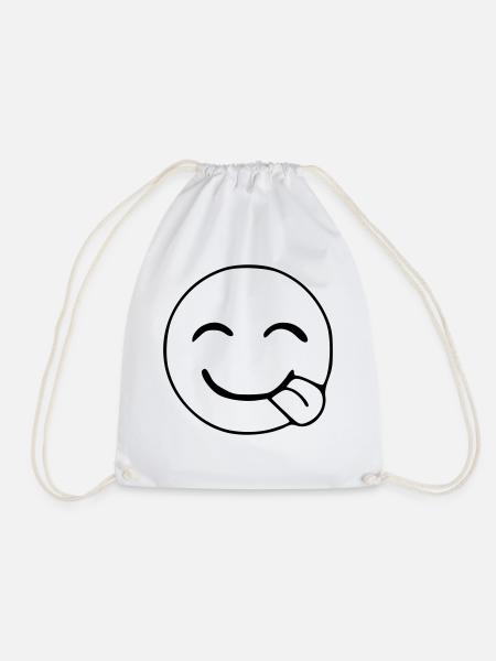 Emoji Hunger Sketch Black - Drawstring Bag - white