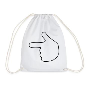 Emoji Show Left Sketch Black - Drawstring Bag - white - Front