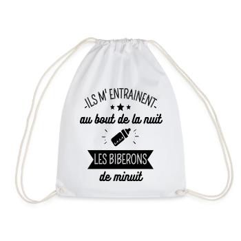 bébé les biberons de minuit humour bébé cadeau - Sac de sport léger - blanc - Devant