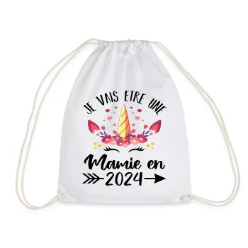 Mamie en 2024 cadeau licorne pour grand-mère - Sac de sport léger - blanc - Devant