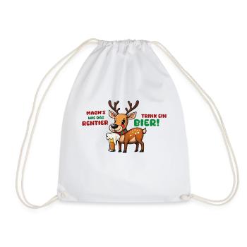 Weihnachten Rentier Bier - Turnbeutel - Weiß - Vorne