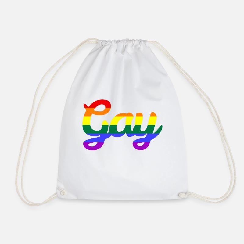 gay - Drawstring Bag - white