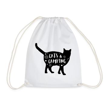 Cats & Camping - Drawstring Bag - white - Front