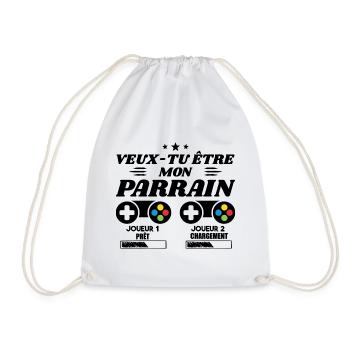 Do you want to be my godfather, Gamer godfather request - Drawstring Bag - white - Front