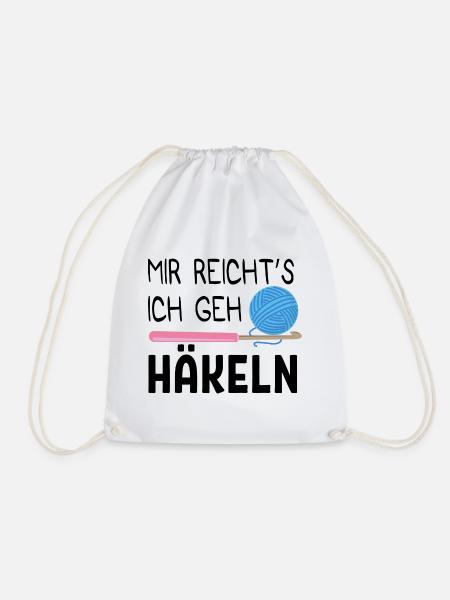 Häkeln Hobby Handarbeit Wolle Geschenk - Turnbeutel - Weiß